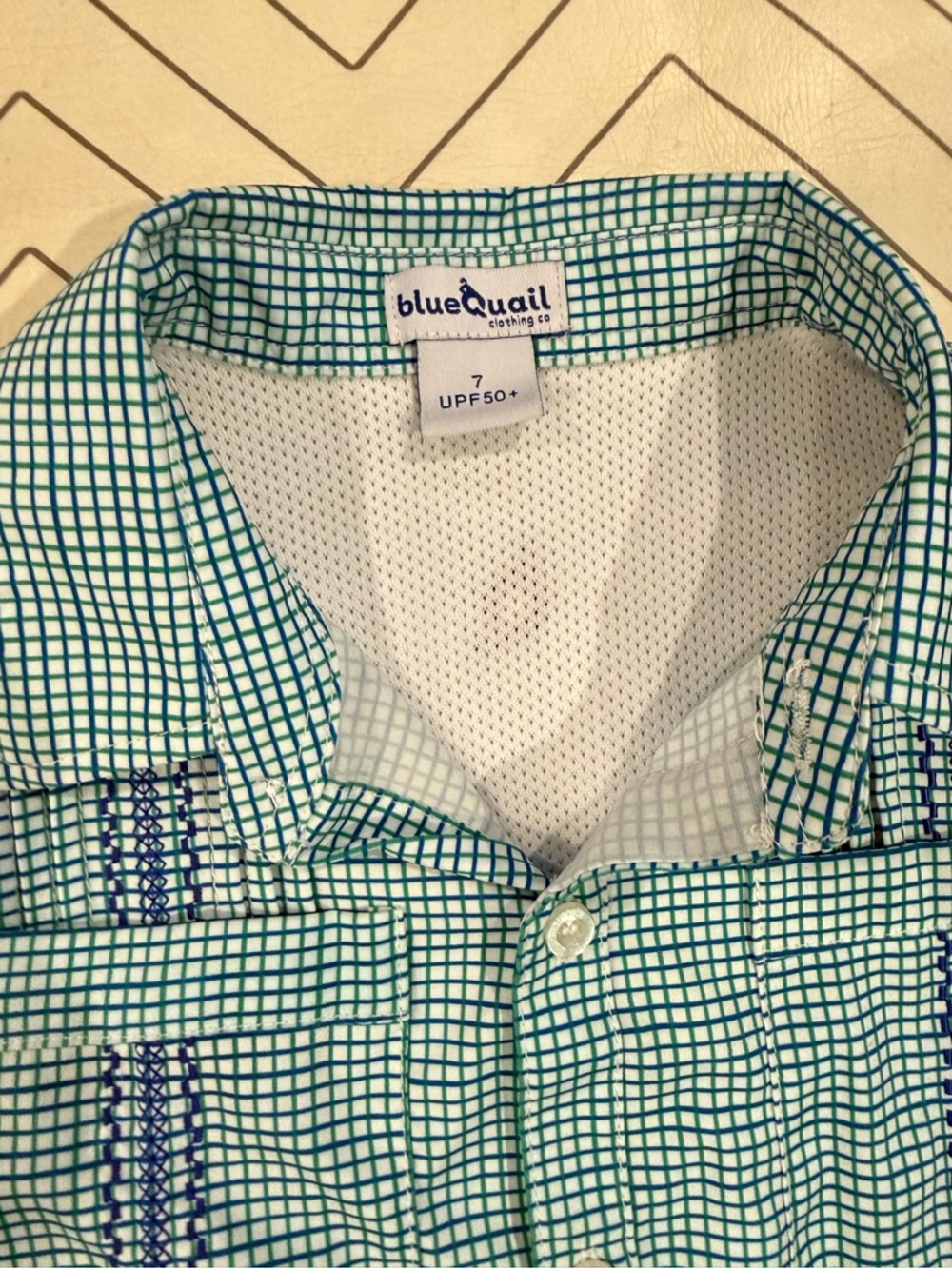 Blue Quail Checkered Fishing Guayabera Button Down - Picture 5 of 11